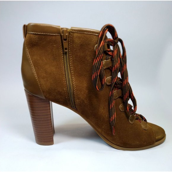 Women’s Suede Lace Up Peep Toe Booties size 8.5M by Nine West - Picture 10 of 12